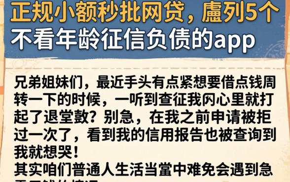 正规小额秒批网贷，胪列5个不看年龄征信负债的app