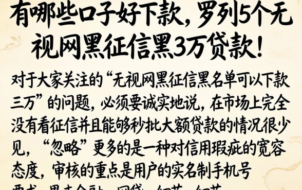 有哪些口子好下款，罗列5个无视网黑征信黑3万贷款