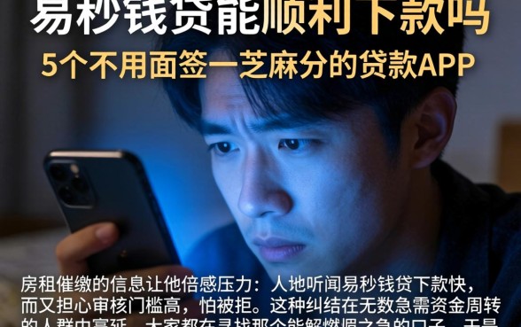 易秒钱贷能顺利下款吗，陈列5个不用面签和芝麻分的贷款app