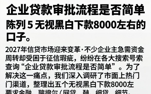 企业贷款审批流程是否简单，陈列五个无视黑白下款8000左右的口子