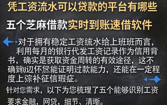 凭工资流水可以贷款的平台有哪些，细致阐述五个芝麻借款实时到账速借软件