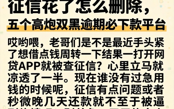 征信花了怎么删除，详尽说明五个高炮双黑逾期必下款平台