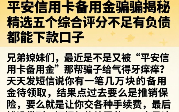 平安信用卡备用金骗局揭秘，精选五个综合评分不足有负债都能下款口子