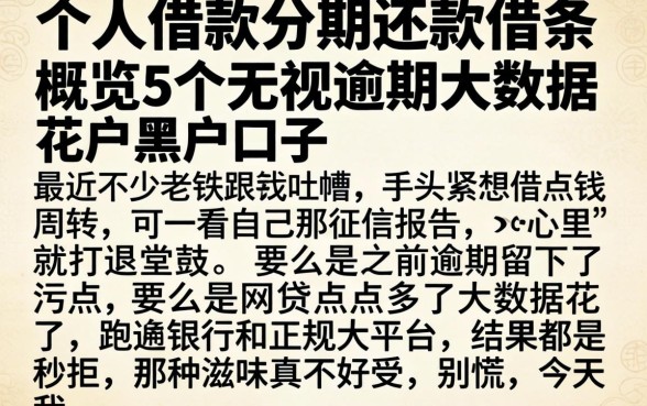 个人借款分期还款借条，概览5个无视逾期大数据花户黑户口子