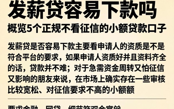发薪贷容易下款吗，概览5个正规不看征信的小额贷款口子