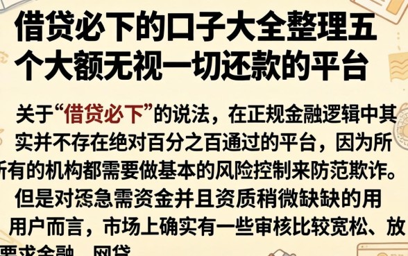 借贷必下的口子大全，整理五个大额无视一切还款的平台