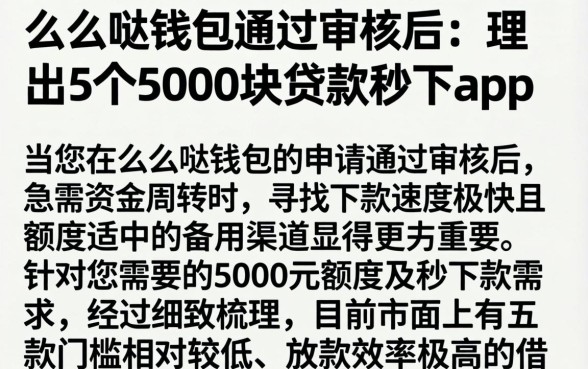 么么哒钱包通过审核后，理出5个5000块贷款秒下app
