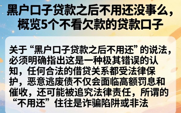 黑户口子贷款之后不用还没事么，概览5个不看欠款的贷款口子