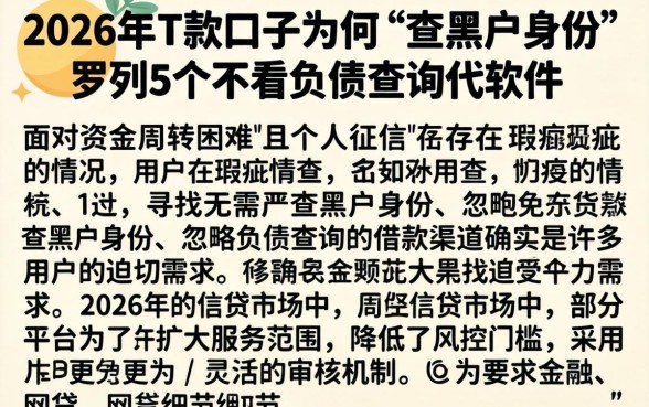 2026年下款口子为何不查黑户身份，罗列5个不看负债查询的软件