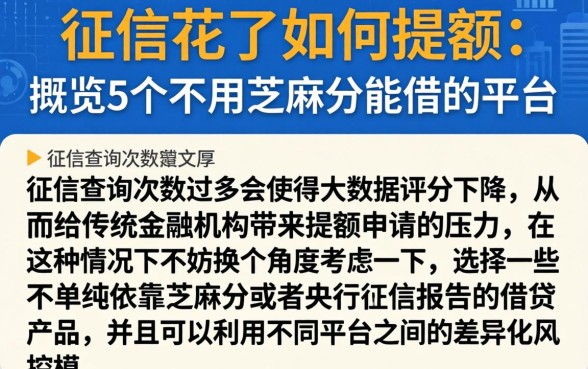 征信花了如何提额，概览5个不用芝麻分能借的平台