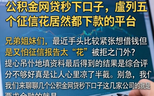 公积金网贷秒下口子，胪列五个征信花居然都下款的平台