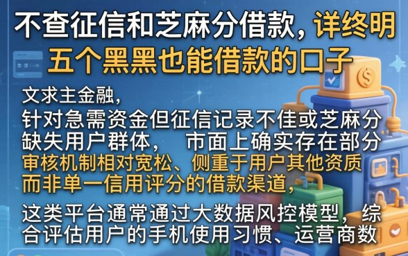 不查征信和芝麻分的借款，详尽说明五个黑户也能借款的口子