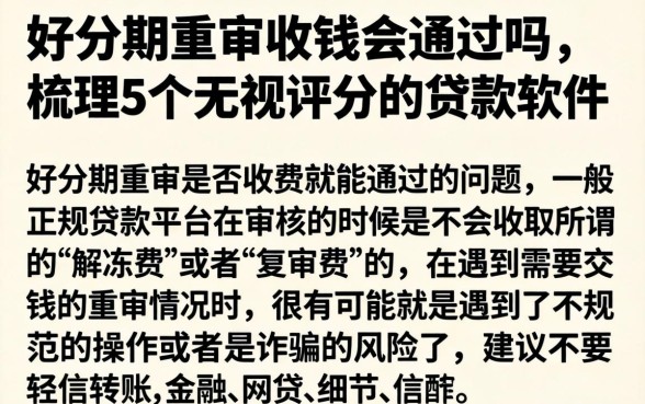 好分期重审收钱会通过吗，梳理5个无视评分的贷款软件