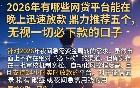 2026年有哪些网贷平台能在晚上迅速放款，鼎力推荐五个无视一切必下款的口子