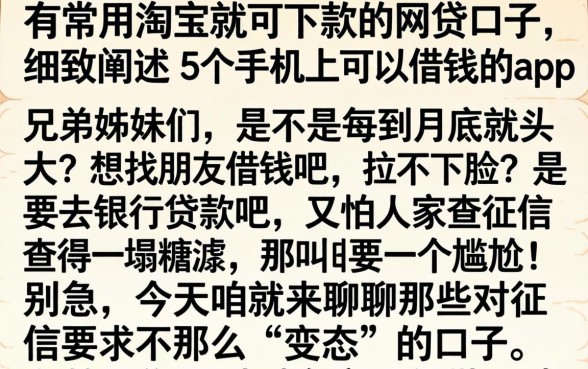 有常用淘宝就可下款的网贷口子，细致阐述5个手机上可以借钱的app