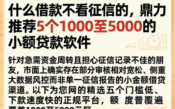 什么借款不看征信的,鼎力推荐5个1000至5000的小额贷款软件