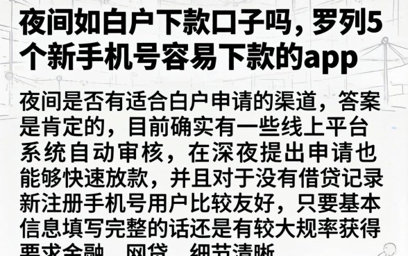 夜间有白户下款的口子吗，罗列5个新手机号容易下款的app
