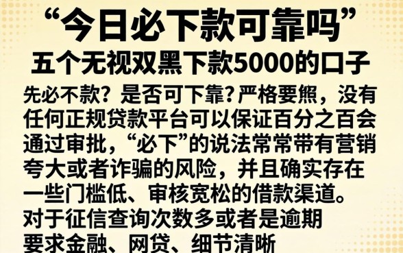 今日必下款可靠吗，条列五个无视双黑下款5000的口子