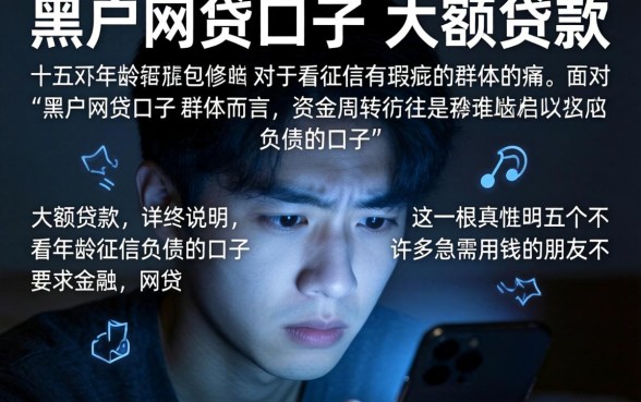黑户网贷口子 大额贷款，详尽说明五个不看年龄征信负债的口子