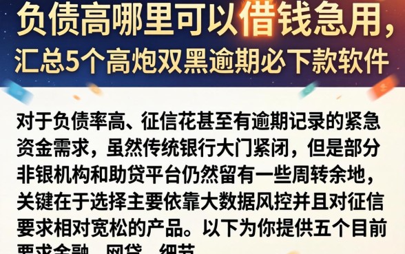 负债高哪里可以借钱急用,汇总5个高炮双黑逾期必下款软件