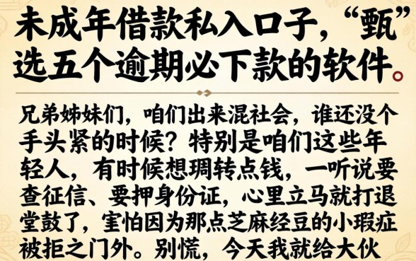 未成年借款的私人口子，甄选五个逾期必下款的软件