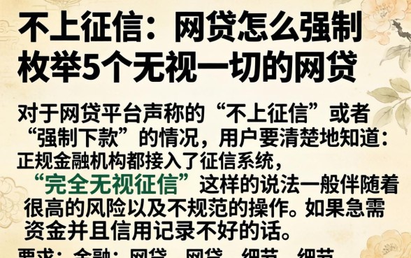 不上征信的网贷怎么强制，枚举5个无视一切的网贷