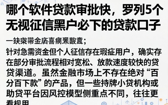 哪个软件贷款审批快，罗列5个无视征信黑户必下的贷款口子