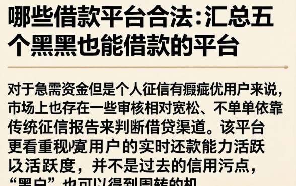 哪些借款平台合法,汇总五个黑户也能借款的平台