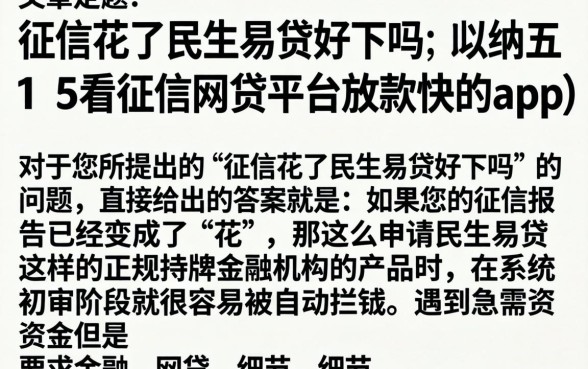 征信花了民生易贷好下吗，归纳五个不看征信网贷平台放款快的app
