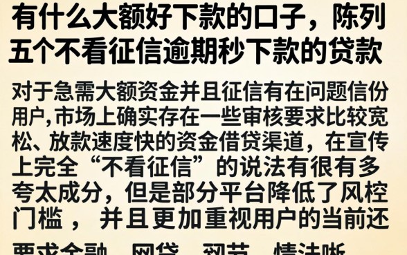 有什么大额好下款的口子，陈列五个不看征信逾期秒下款的贷款
