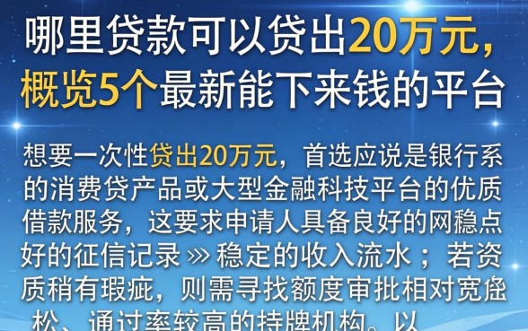 哪里贷款可以贷出20万元,概览5个最新能下来钱的平台