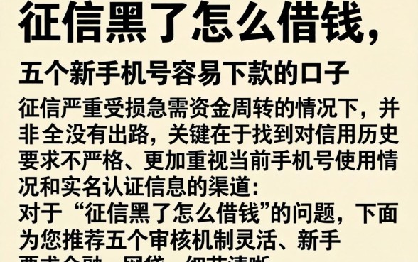 征信黑了怎么借钱，详细阐述五个新手机号容易下款的口子