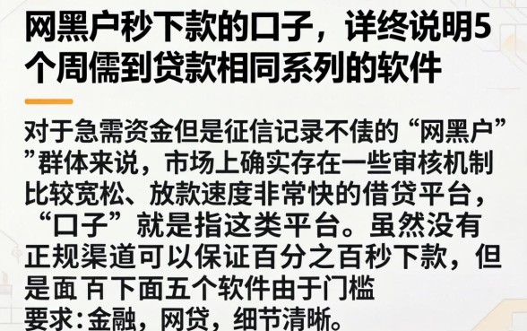 网黑户秒下款的口子，详尽说明5个周周到贷款相同系列的软件