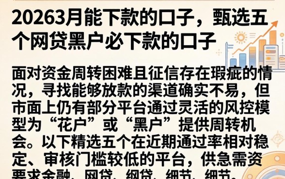 20263月能下款的口子，甄选五个网贷黑户必下款的口子
