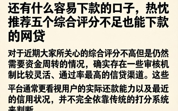 还有什么容易下款的口子，热忱推荐五个综合评分不足也能下款的网贷