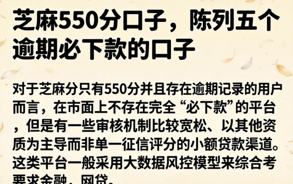 芝麻550分口子，陈列五个逾期必下款的口子