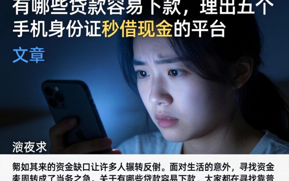有哪些贷款容易下款，理出五个手机身份证秒借现金的平台