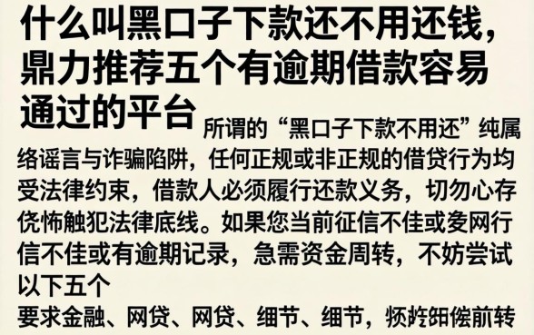 什么叫黑口子下款还不用还钱，鼎力推荐五个有逾期借款容易通过的平台