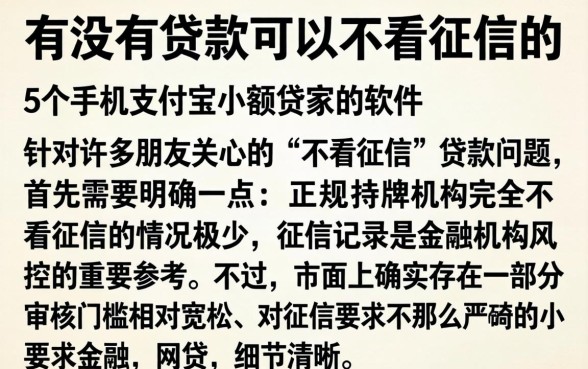 有没有贷款可以不看征信的，详细阐述5个手机支付宝小额贷款的软件