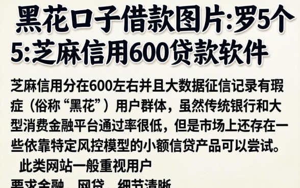黑花口子借款图片，罗列5个芝麻信用600贷款软件
