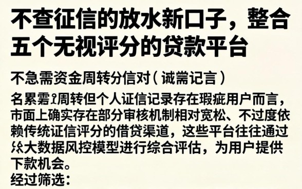 不查征信的放水新口子，整合五个无视评分的贷款平台