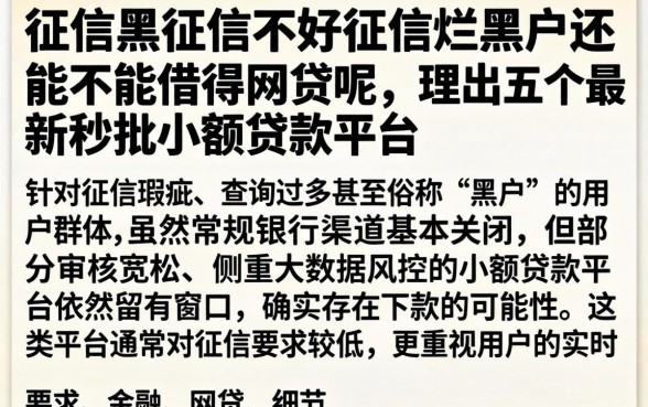 征信黑征信不好征信烂黑户还能不能借得网贷呢，理出五个最新秒批小额贷款平台