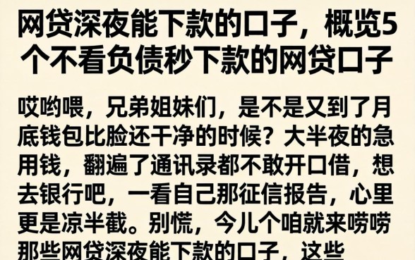 网贷深夜能下款的口子，概览5个不看负债秒下款的网贷口子