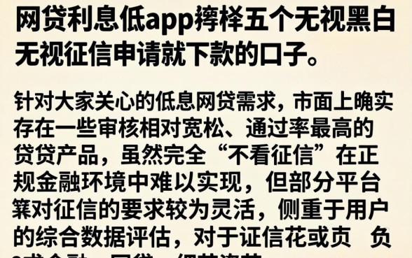 网贷利息低的app,枚举五个无视黑白无视征信申请就下款的口子