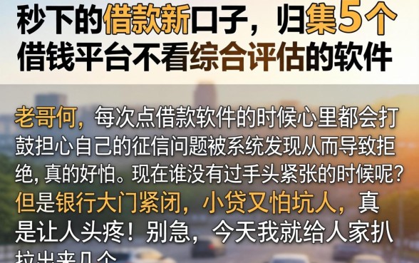 秒下的借款新口子，归集5个借钱平台不看综合评估的软件