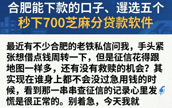 合肥能下款的口子，遴选五个秒下700芝麻分贷款软件