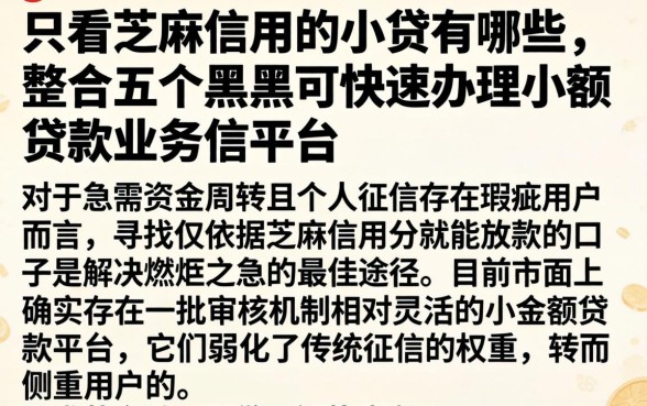 只看芝麻信用的小贷有哪些，整合五个黑户可快速办理小额贷款业务的平台