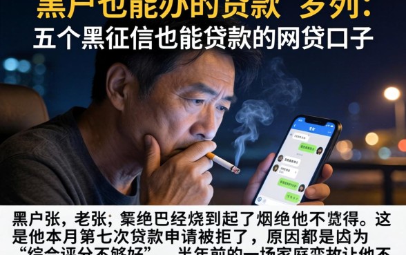 黑户也能办的贷款，罗列五个黑征信也能贷款的网贷口子