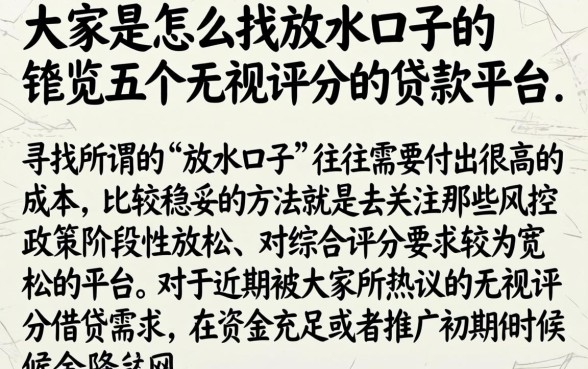 大家是怎么找放水口子的，概览五个无视评分的贷款平台