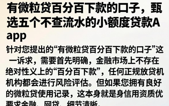 有微粒贷百分百下款的口子，甄选五个不查流水的小额度贷款app